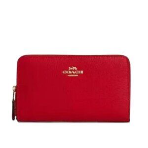 Coach Medium Id Zip Wallet Bold Red C4124